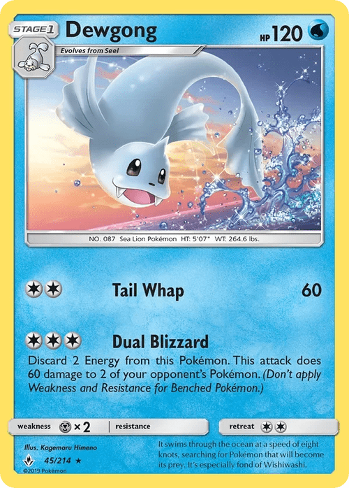 45/214 Dewgong Rare Pokemon Card