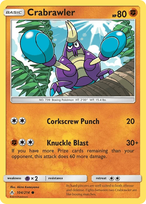104/214 Crabrawler Common Pokemon Card