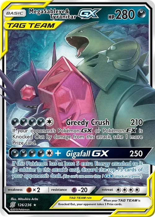126/236 Mega Sableye & Tyranitar GX Ultra Rare Pokemon Card