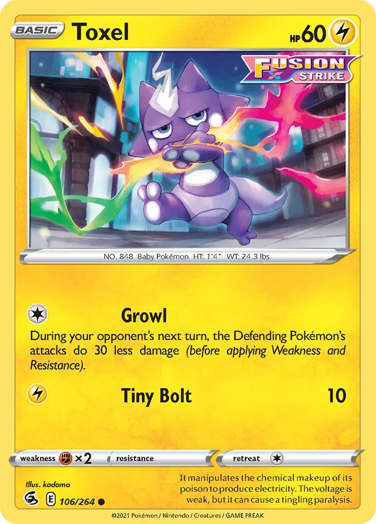 Toxel 106 Pokemon card from Fusion Strike set