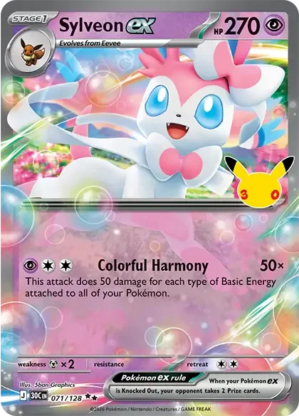 Sylvan ex Pokémon card from Pokemon 30th Anniversary set