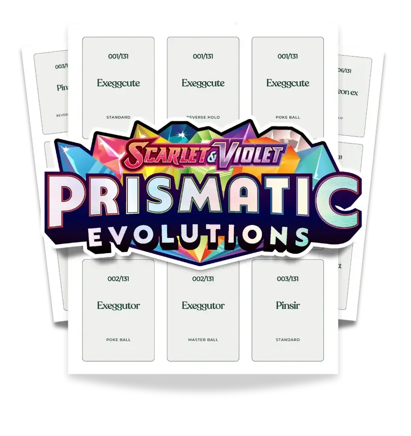 how many cards does the prismatic evolutions binder hold Collection NEW FACTORY SEALED Pokemon TCG 1 binder with 21 pages (9 cards per page) for a total of 378 card slots Prismatic Evolutions Master Set: Checklist