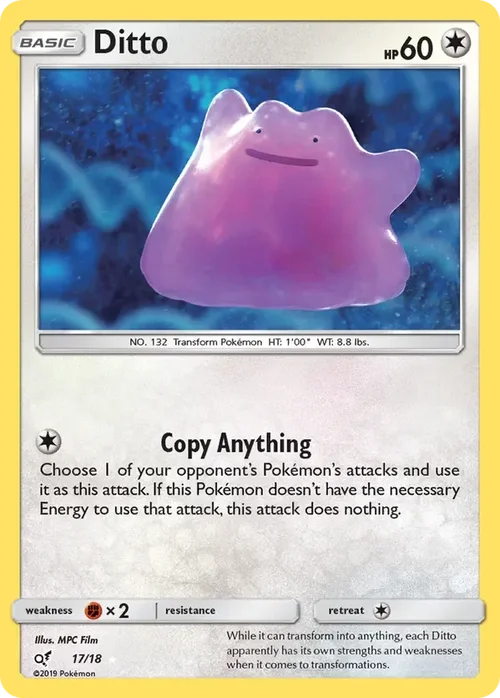 17/18 Ditto Holo Rare from Detective Pikachu Pokemon Card