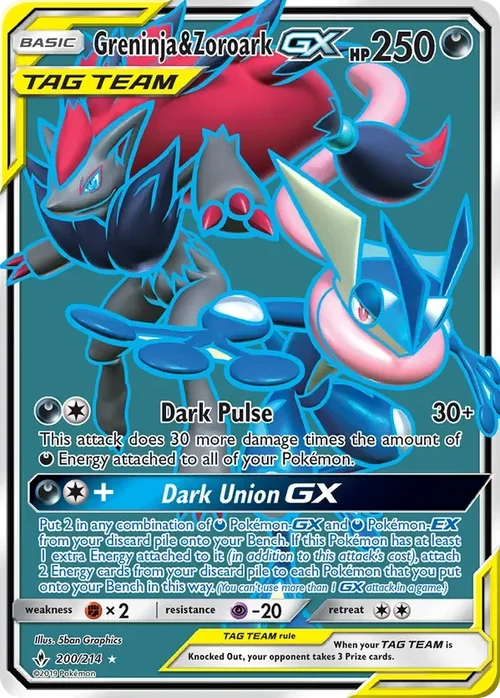 200/214 Greninja & Zoroark GX Full Art Ultra Rare Pokemon Card