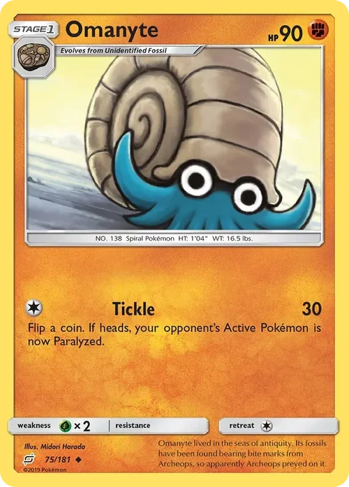 75/181 Omanyte Uncommon Pokemon Card