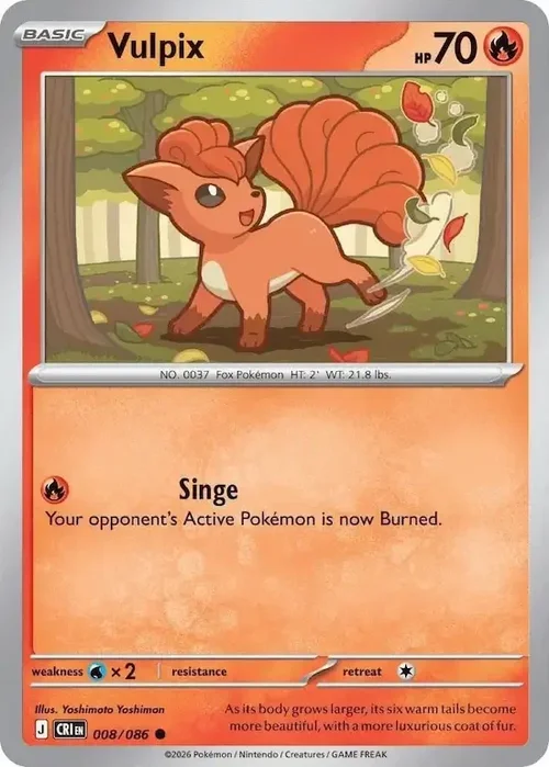 008/086 Vulpix Common Pokemon Card