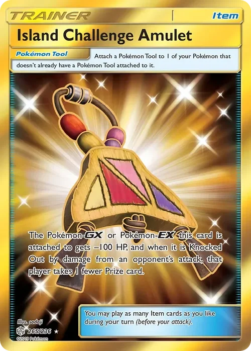 265/236 Island Challenge Amulet Gold Rare Trainer Card