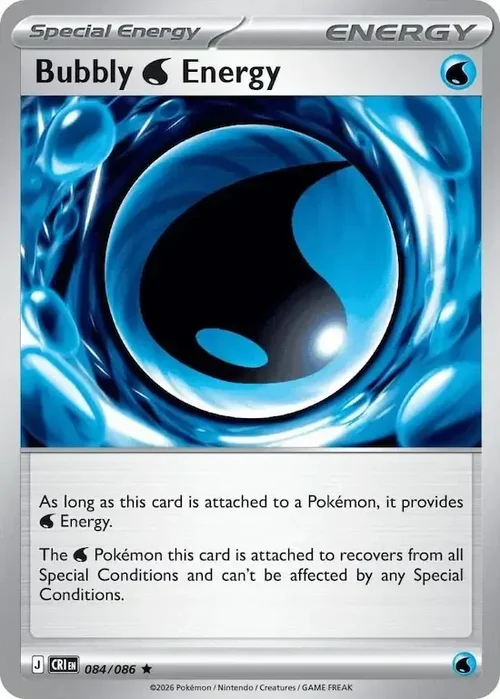 084/086 Bubbly Water Energy Rare Energy Card