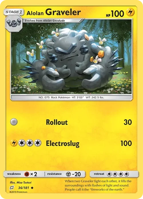 36/181 Alolan Graveler Uncommon Pokemon Card