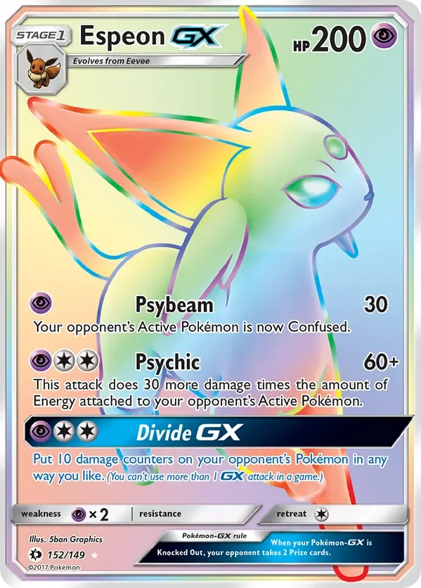 Sun and Moon Espeon GX Rainbow Rare