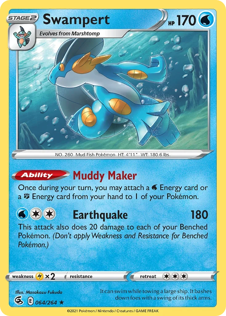 Swampert 64 Pokemon card from Fusion Strike set