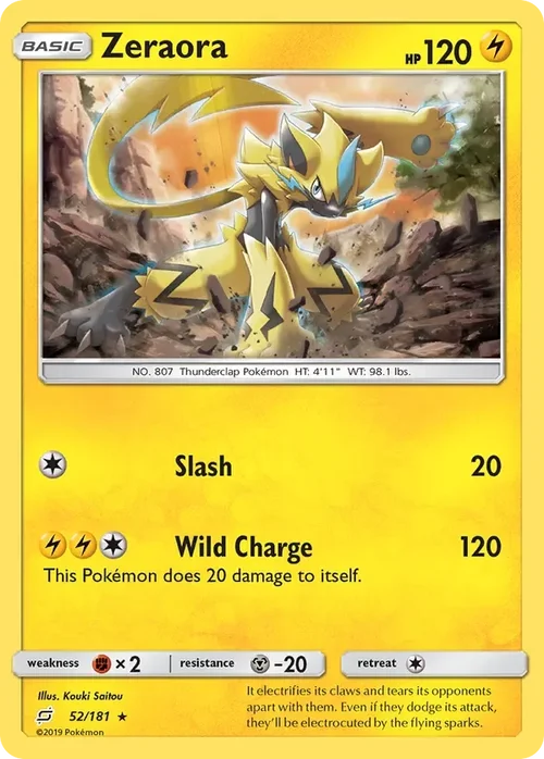 52/181 Zeraora Holo Rare Pokemon Card