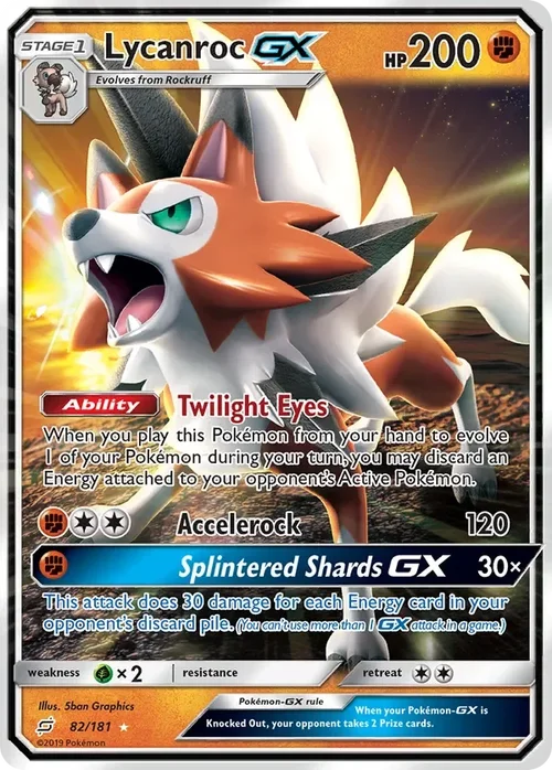 82/181 Lycanroc GX Ultra Rare Pokemon Card