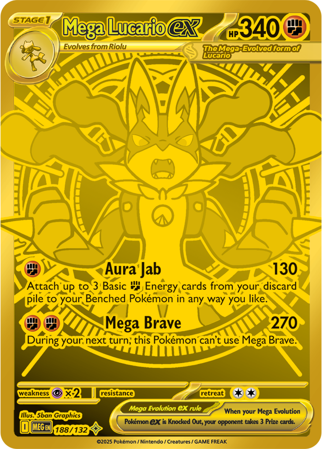 Mega Lucario ex 188 Pokemon card from Mega Evolution set