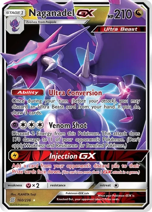 160/236 Naganadel GX Ultra Rare Pokemon Card