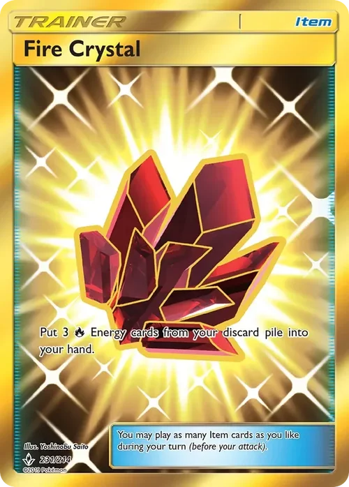 231/214 Fire Crystal Gold Rare Trainer Card
