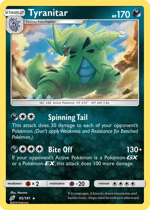 85/181 Tyranitar Holo Rare Pokemon Card