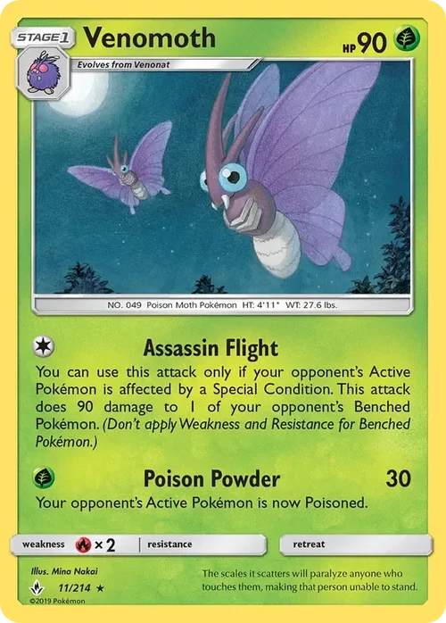 11/214 Venomoth Rare Pokemon Card