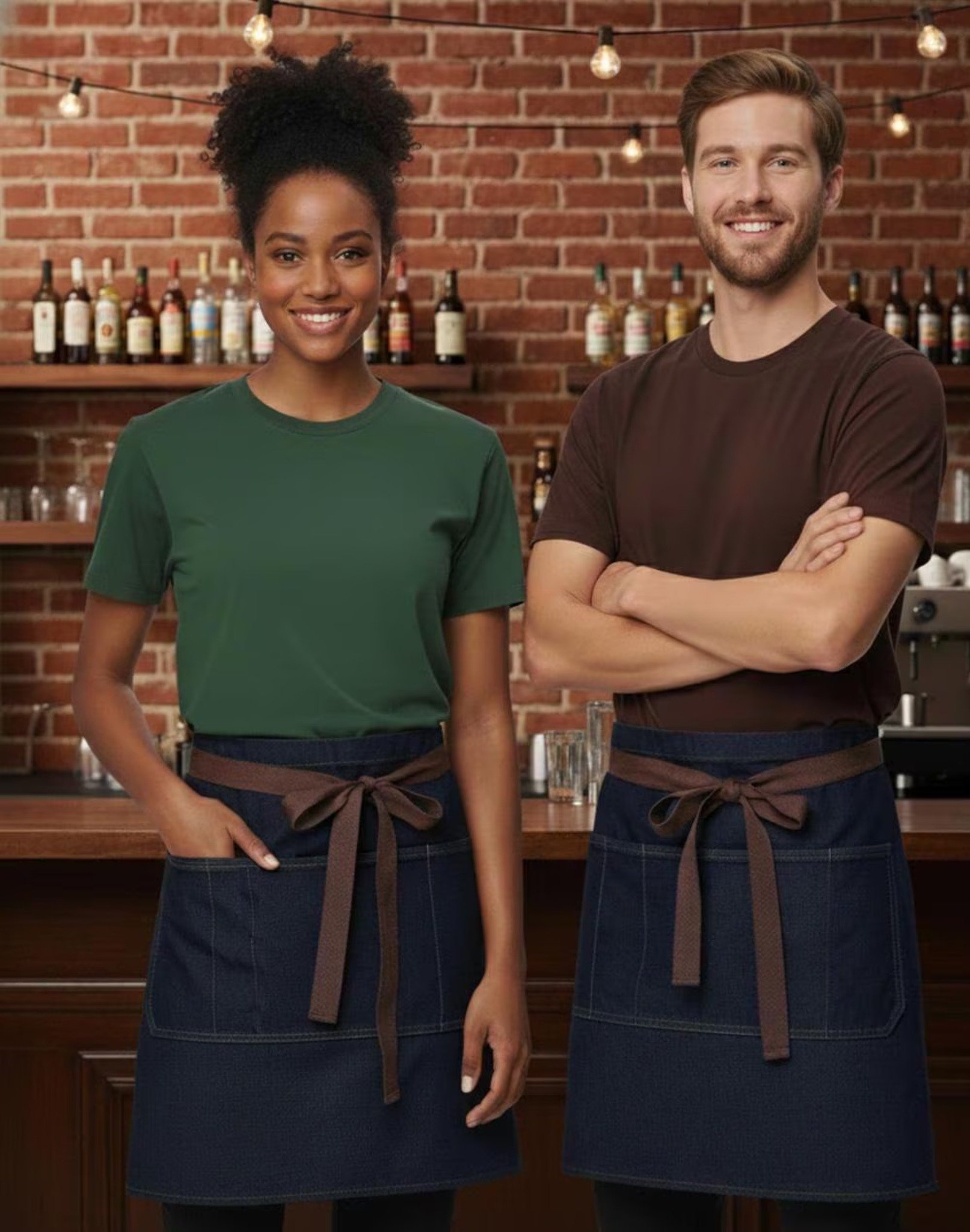Cafe uniform printing Sydney barista aprons and custom t shirts for hospitality staff