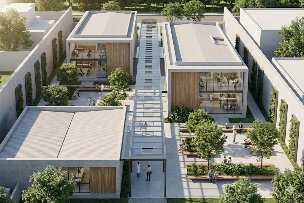 Conceito volumétrico — Hospital Geral no Rio Grande do Norte — Arquitetura Hospitalar