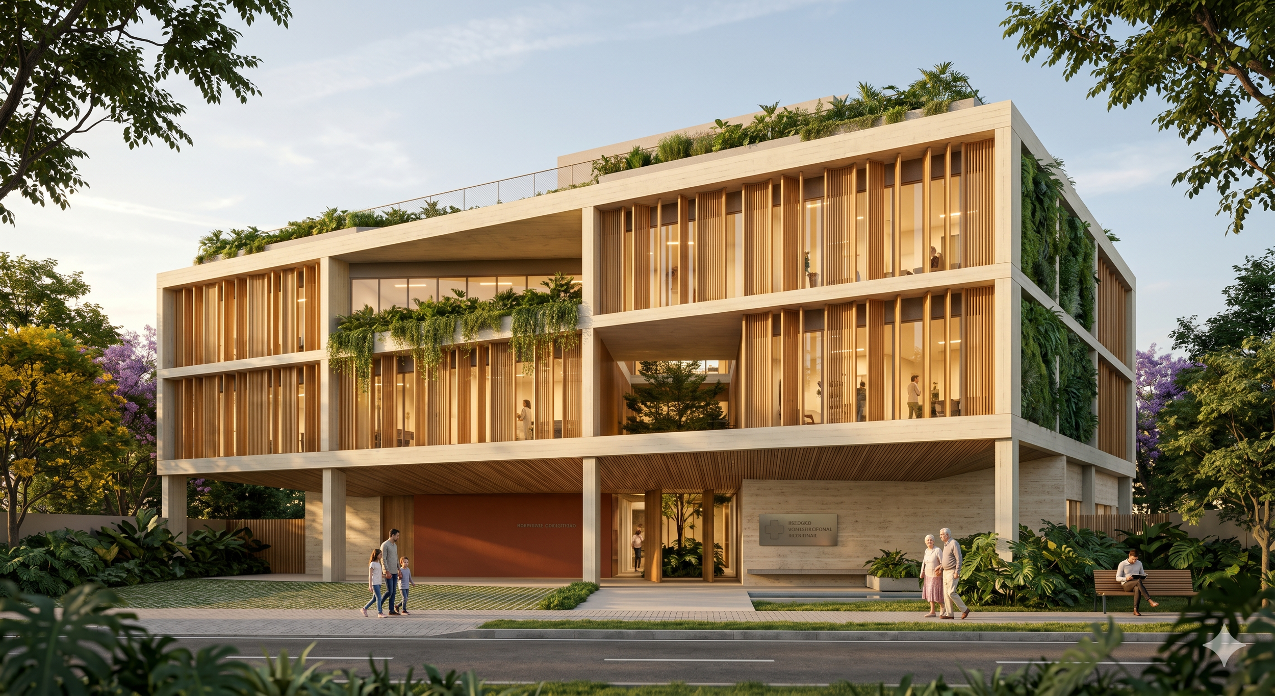 Imagem de fechamento ‚Äî edif√≠cio hospitalar contempor√¢neo