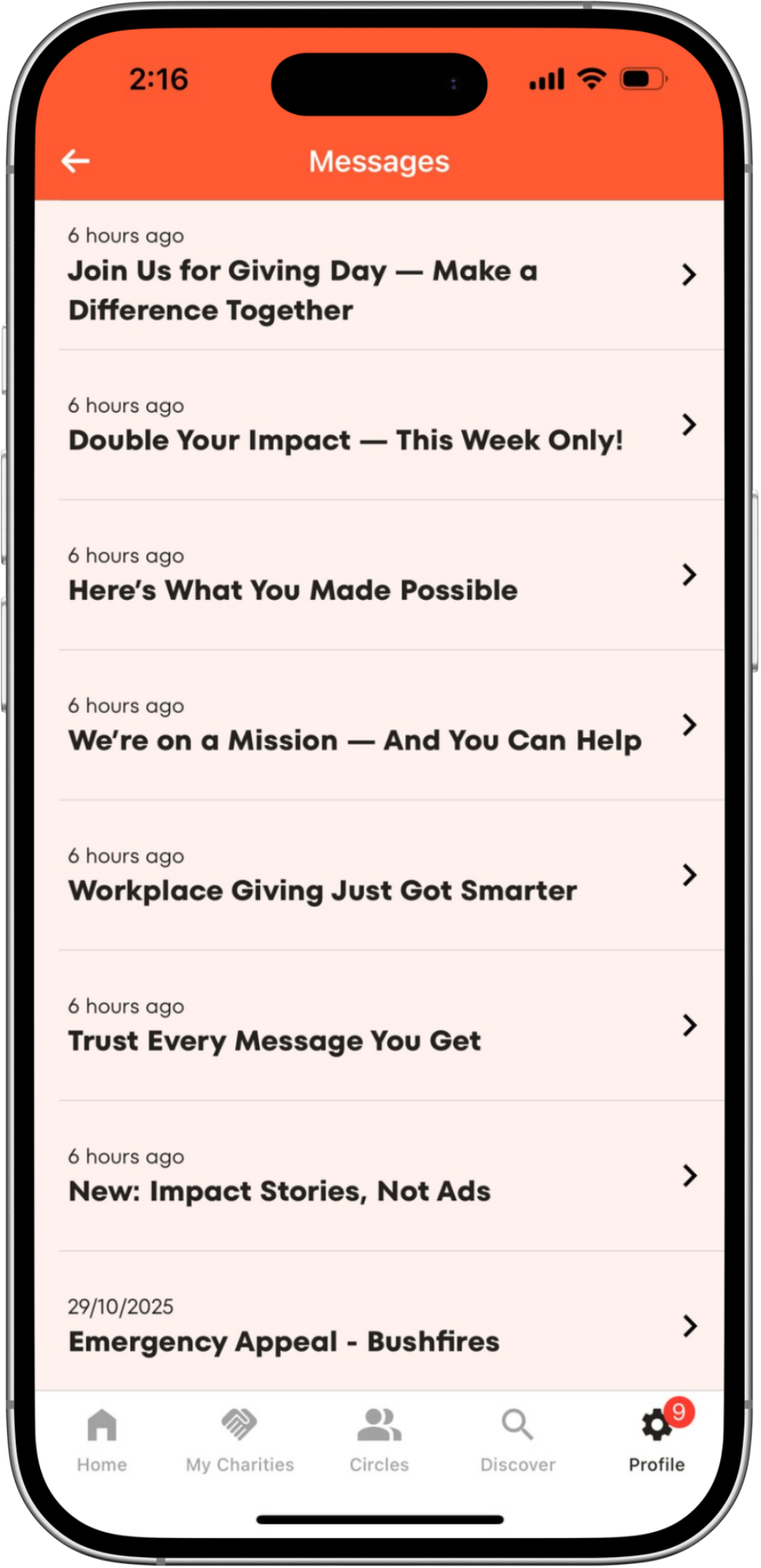In-app messaging