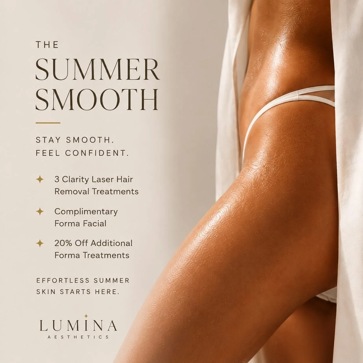 The Summer Smooth laser hair removal package at Lumina Aesthetics Edmonton