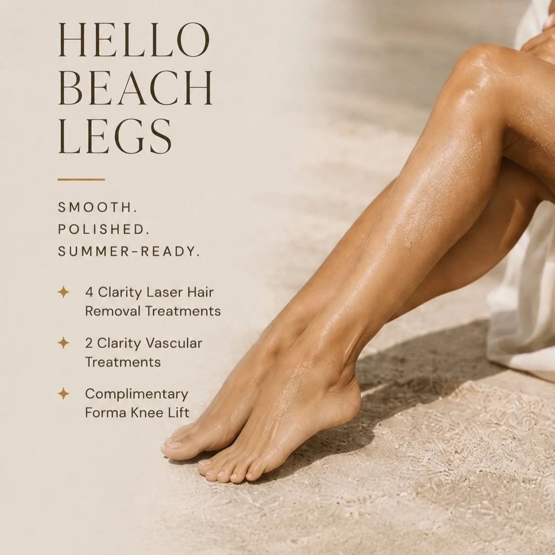 Hello Beach Legs laser and vascular treatment package at Lumina Aesthetics Edmonton