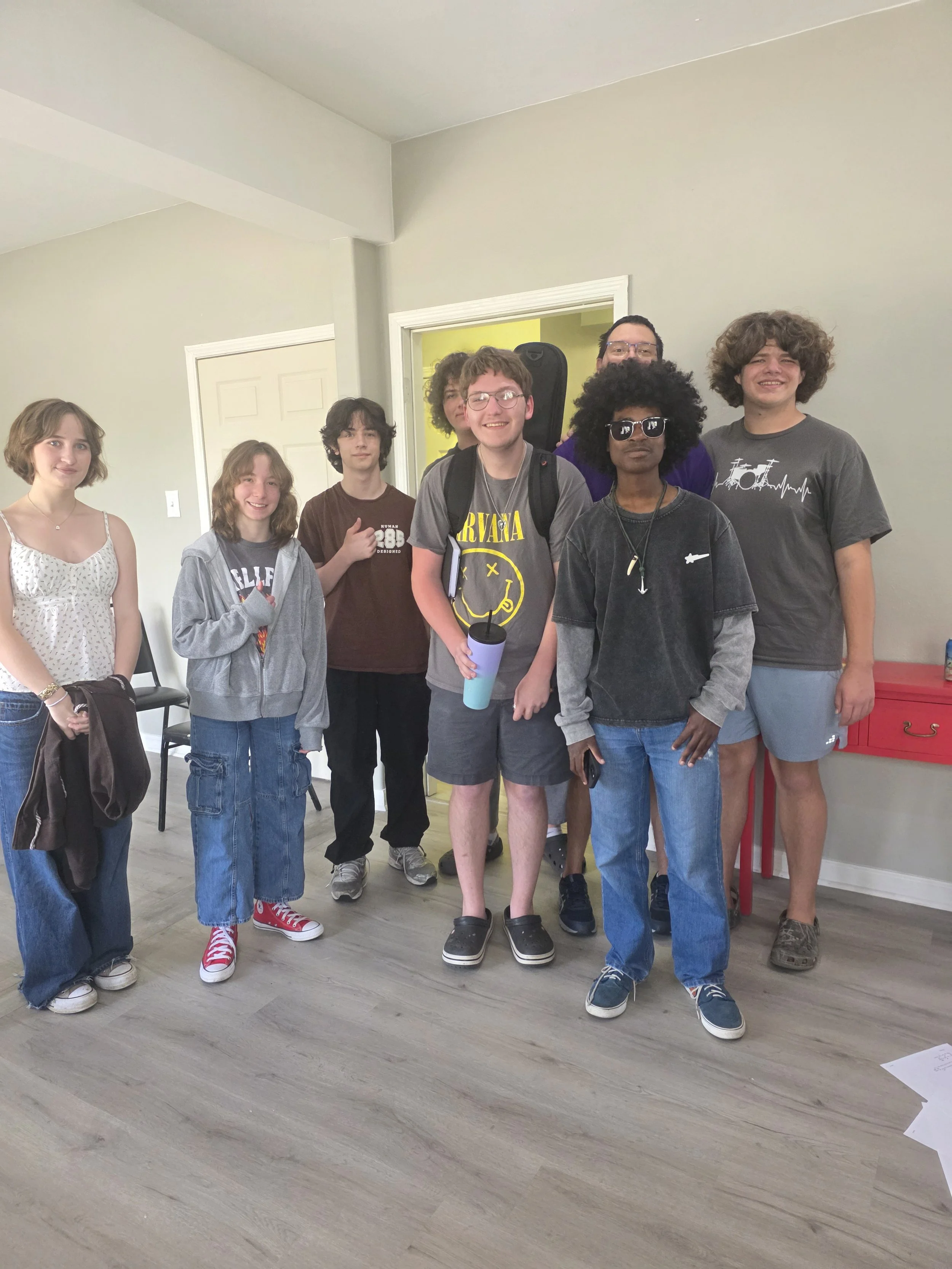 Young Band Nation campers together at the studio