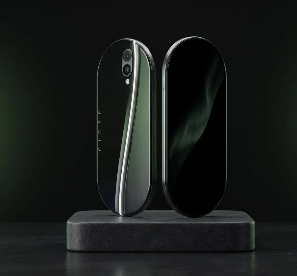 Front and back view of Cioré smartphone