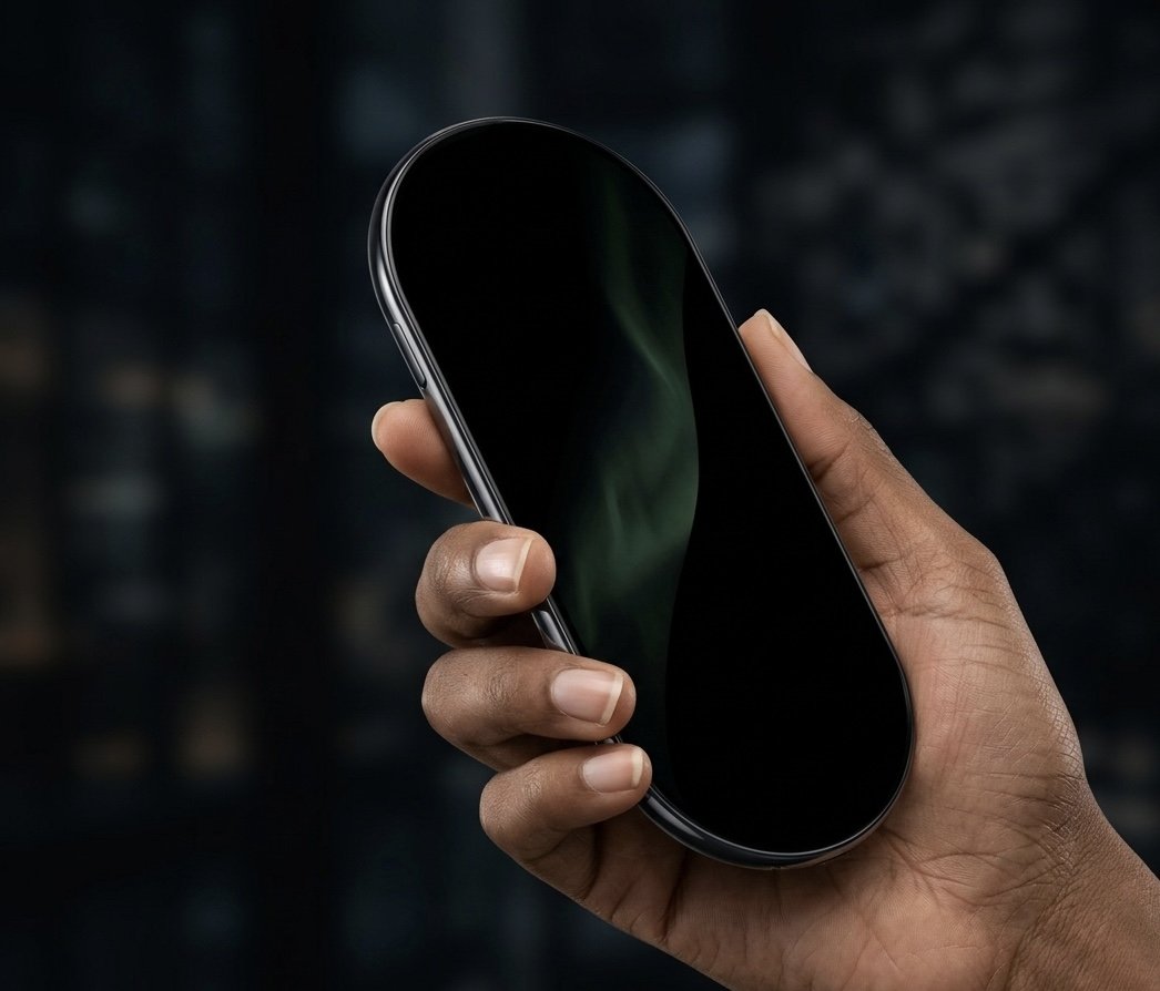 Cioré smartphone held in a hand showing the full device