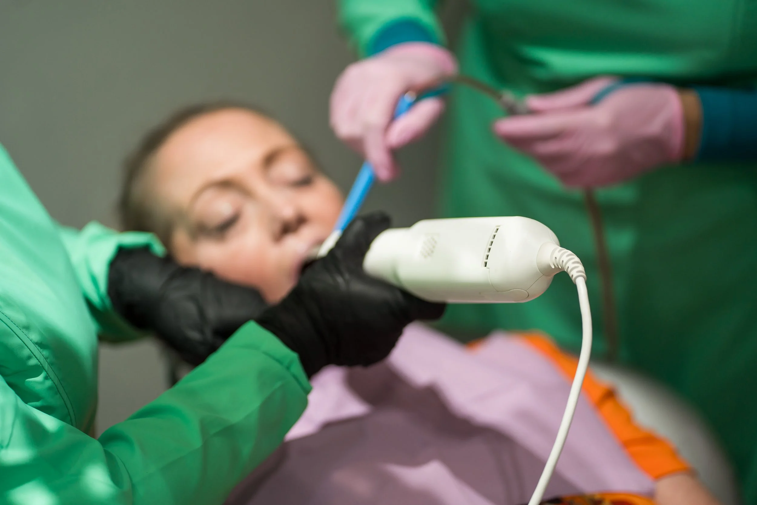 Patient receiving care at Lux Dental