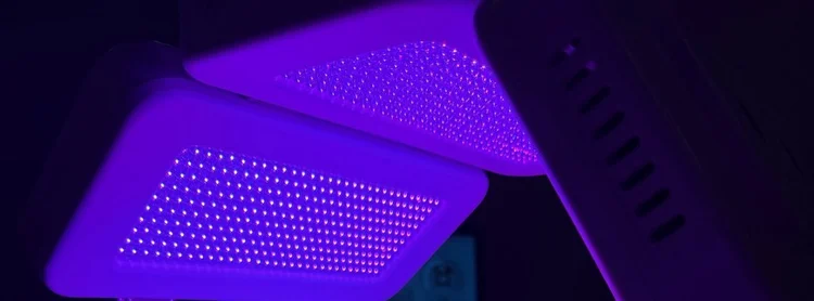 Purple LED light therapy panels at Skyn Lab Keilor East