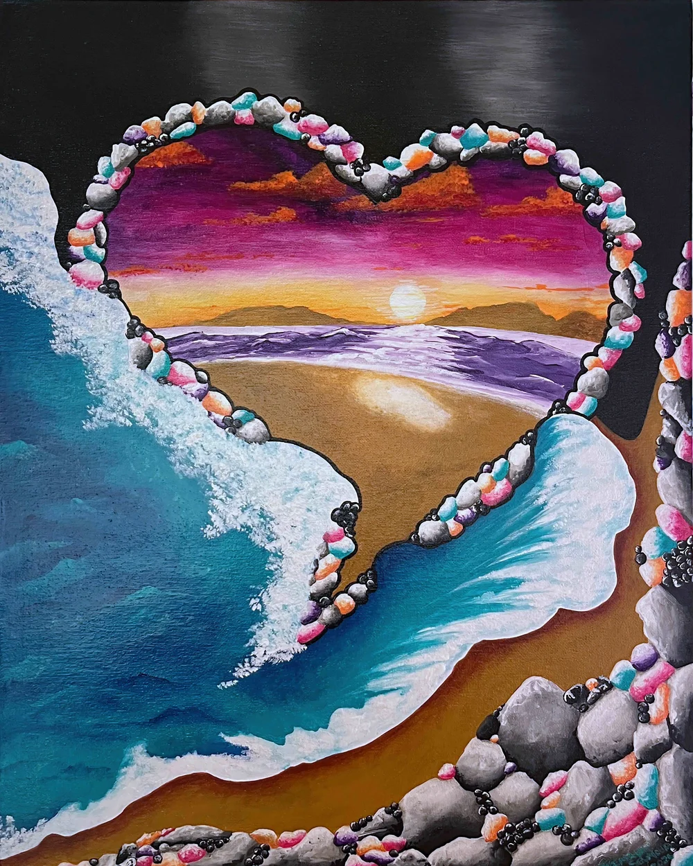 Shawna: A Father's Love by Tremayne Seymour. A painting of a father reaching through to his daughter.