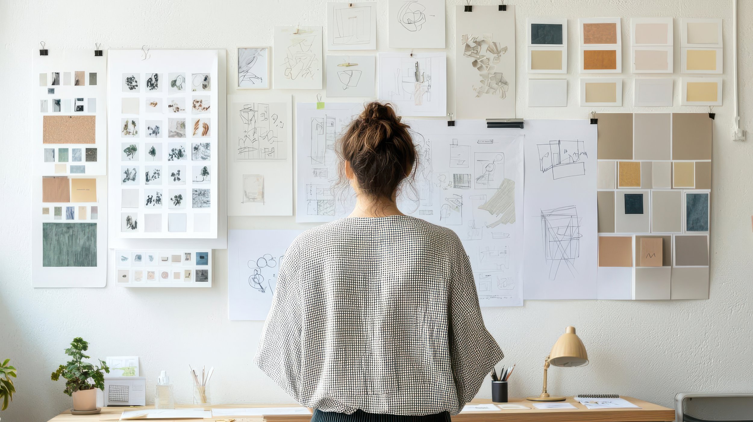 Business owner planning strategy on wall