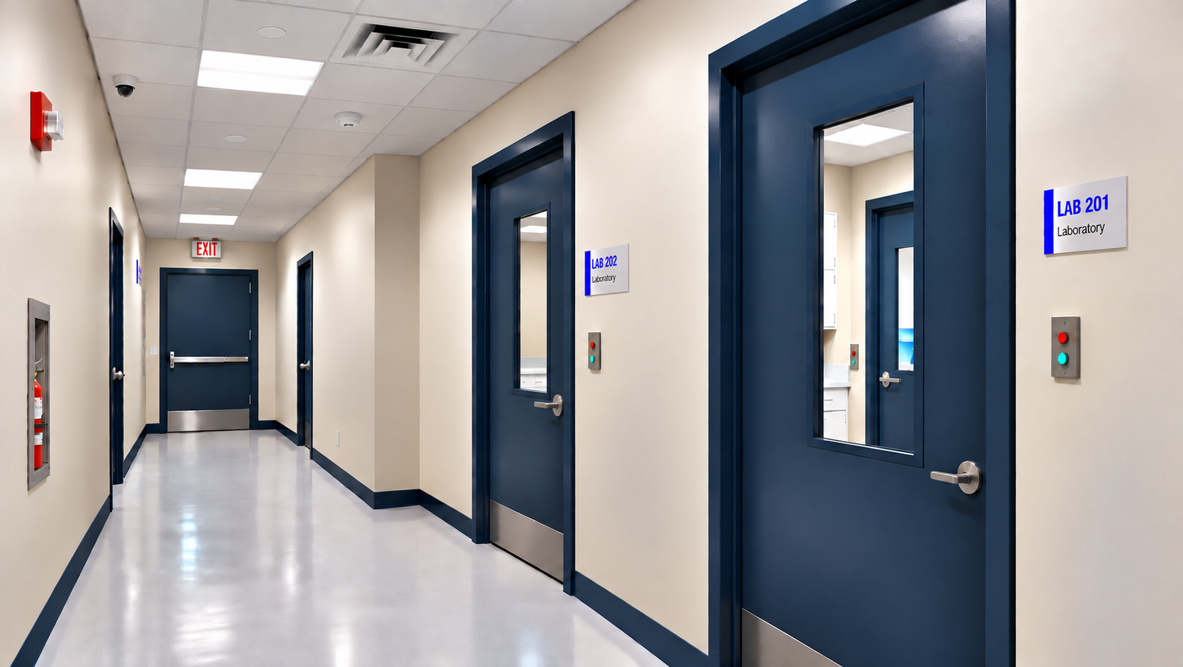 After: Finished lab space with airlocks at the Westminster Maryland life sciences project