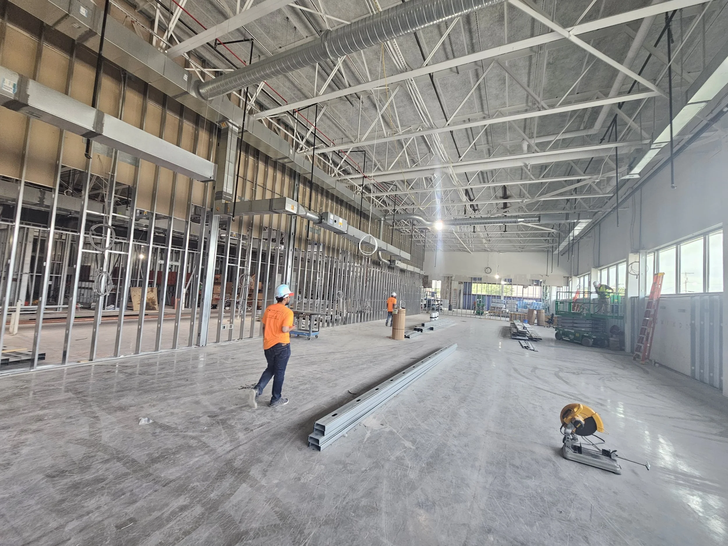 Baltimore life sciences facility lobby during construction before technology buildout
