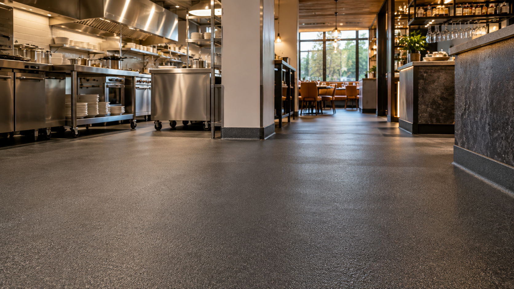 Slip-resistant flooring in a commercial facility