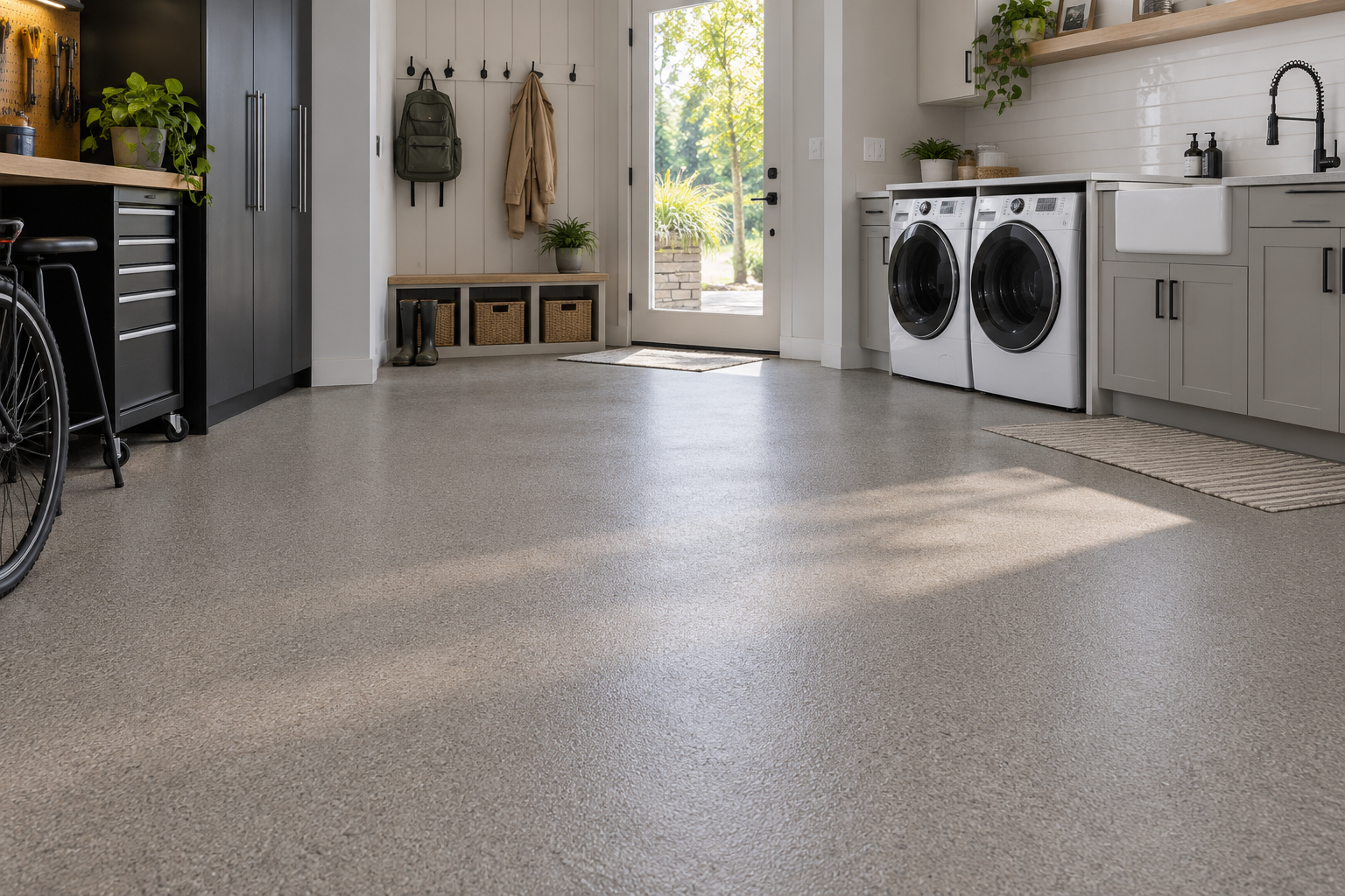 Slip-resistant flooring on a residential pool surround