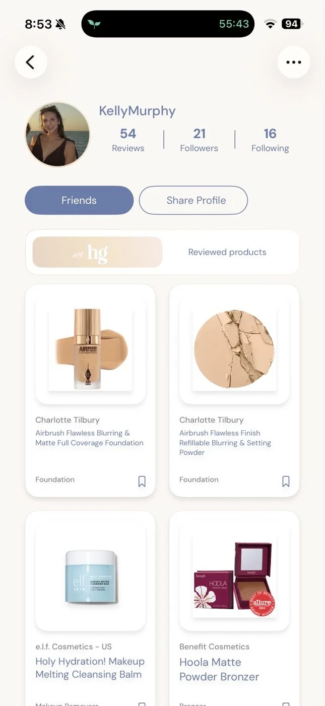 Friend profile screen