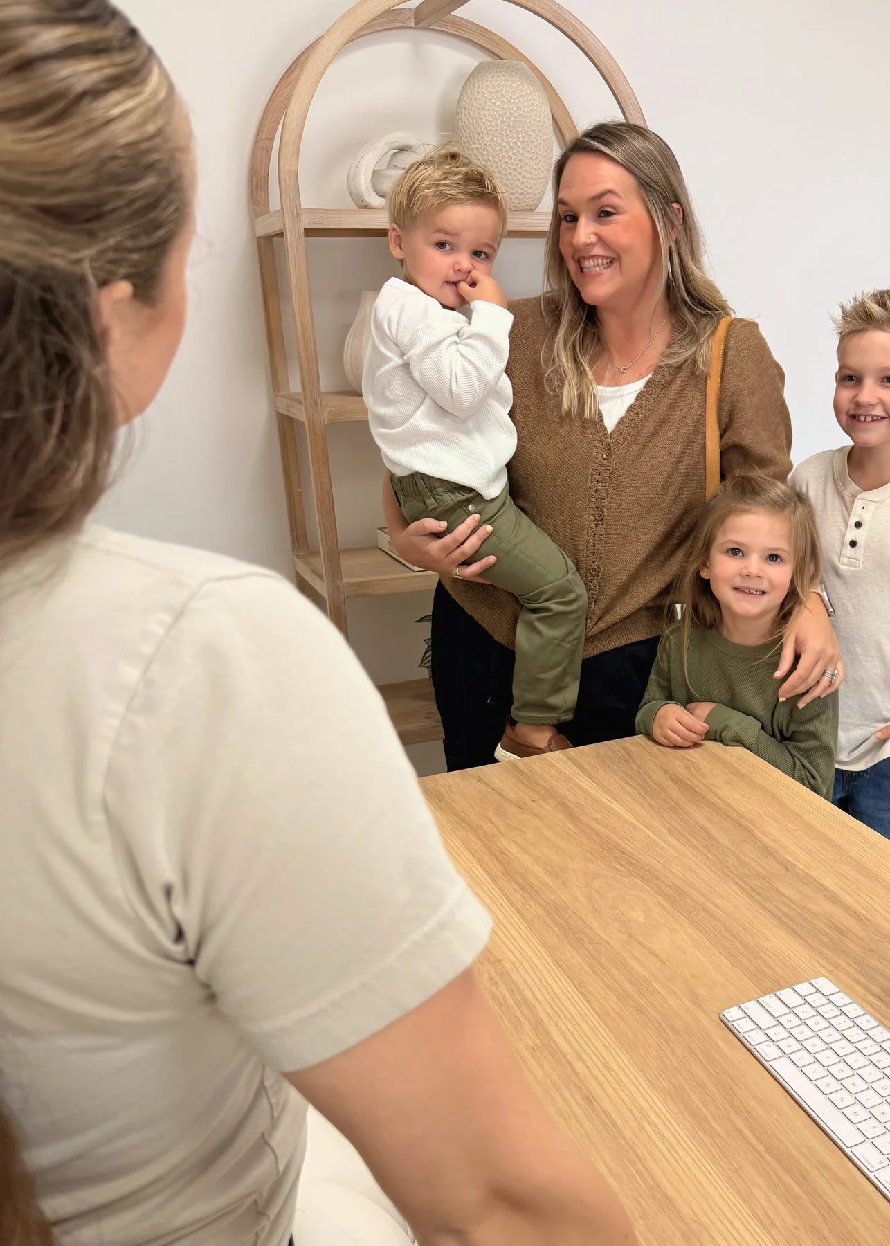 Nurse talking with a mom in a consult