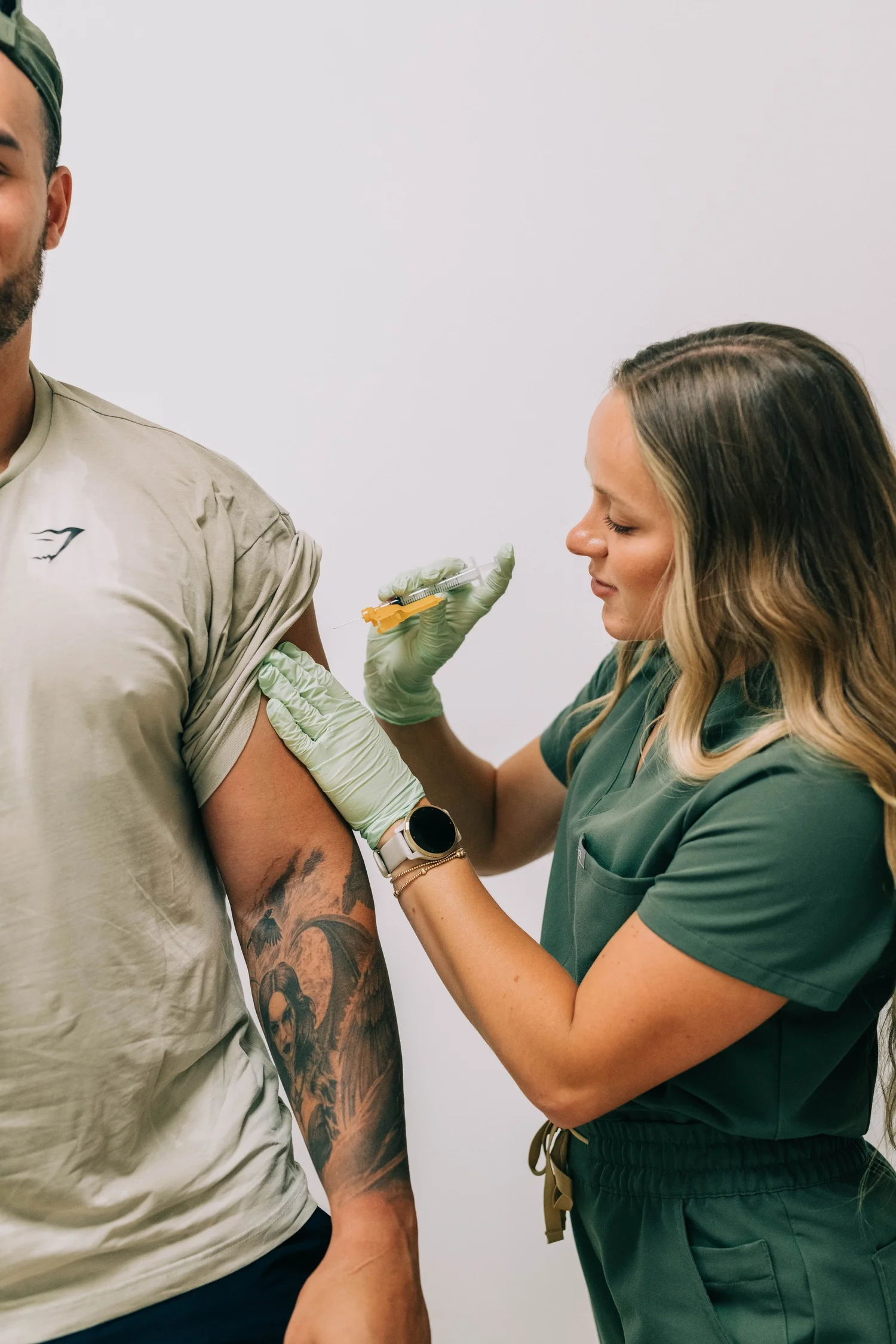 Adult patient receiving care from a Raleigh Well nurse