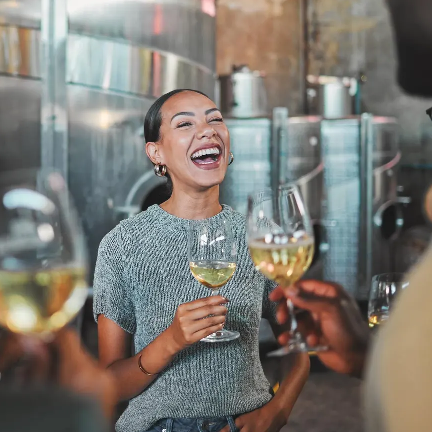 Smiling woman enjoying a treat