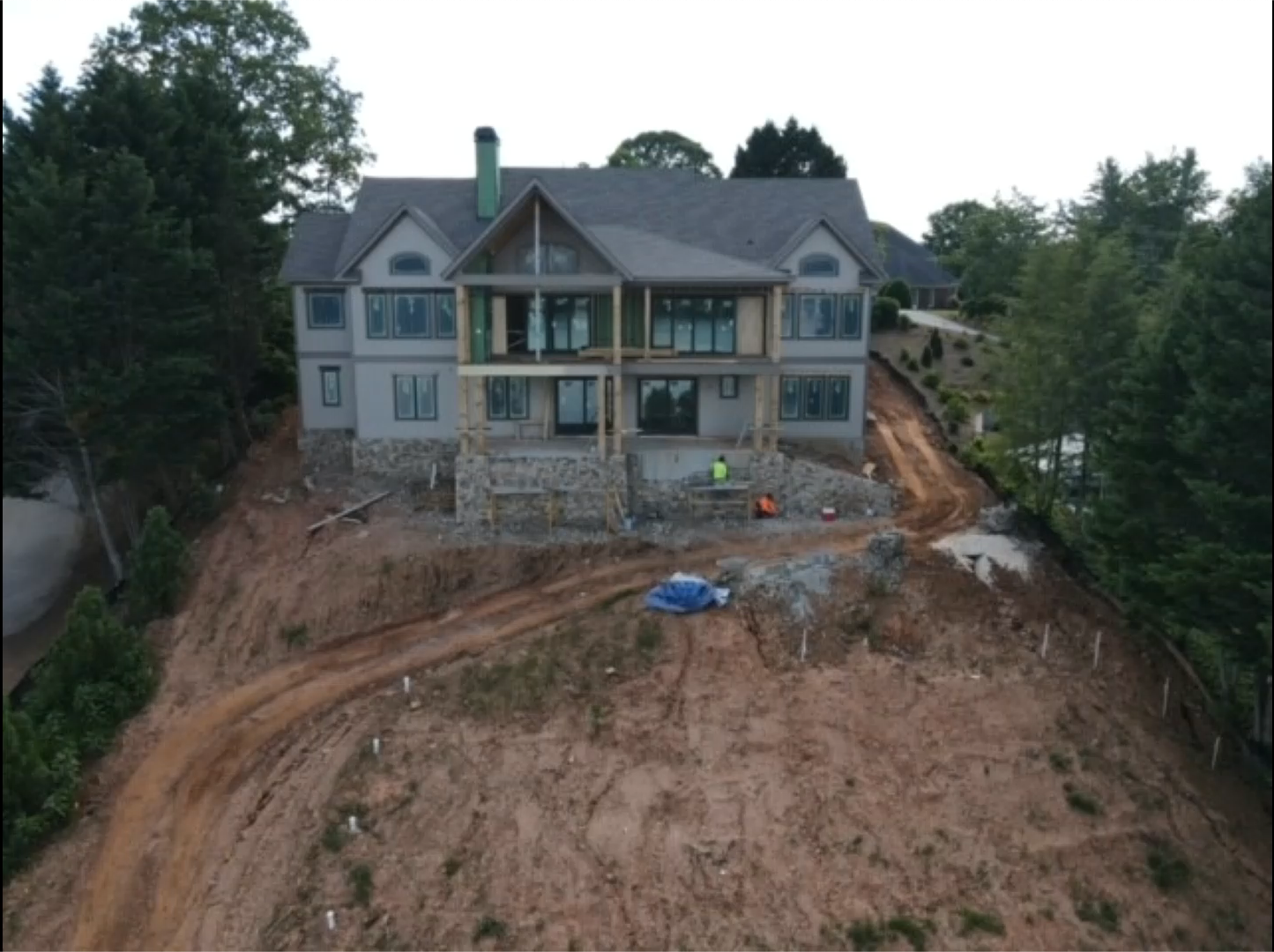 Site grading and wall prep before