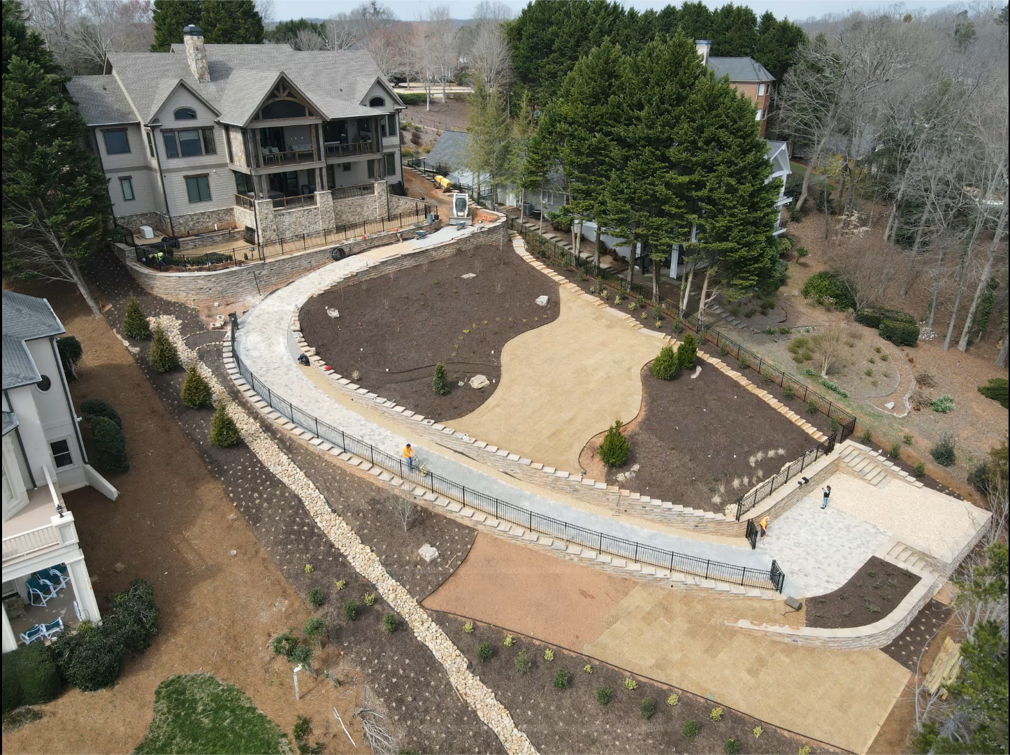 Site grading and wall prep after