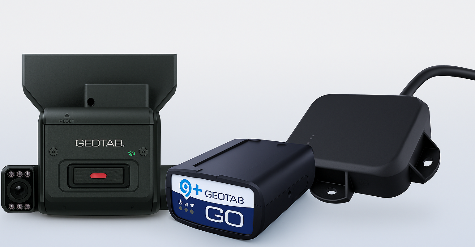 Geotab devices: AI dash cam, GO device and rugged asset tracker
