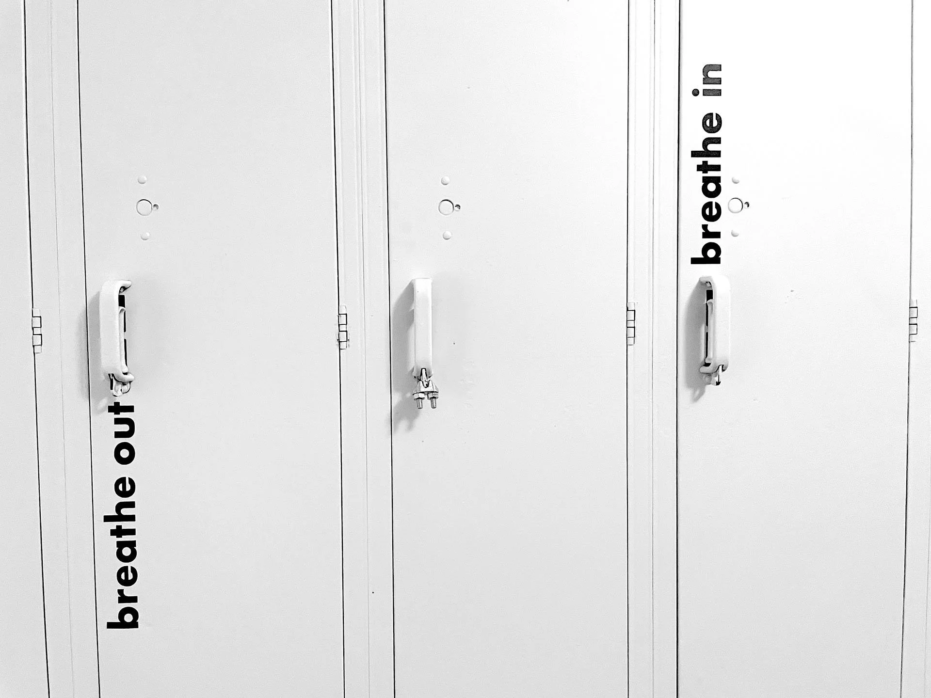 The lockers that house The Lung sound gallery at the Laramie Plains Civic Center
