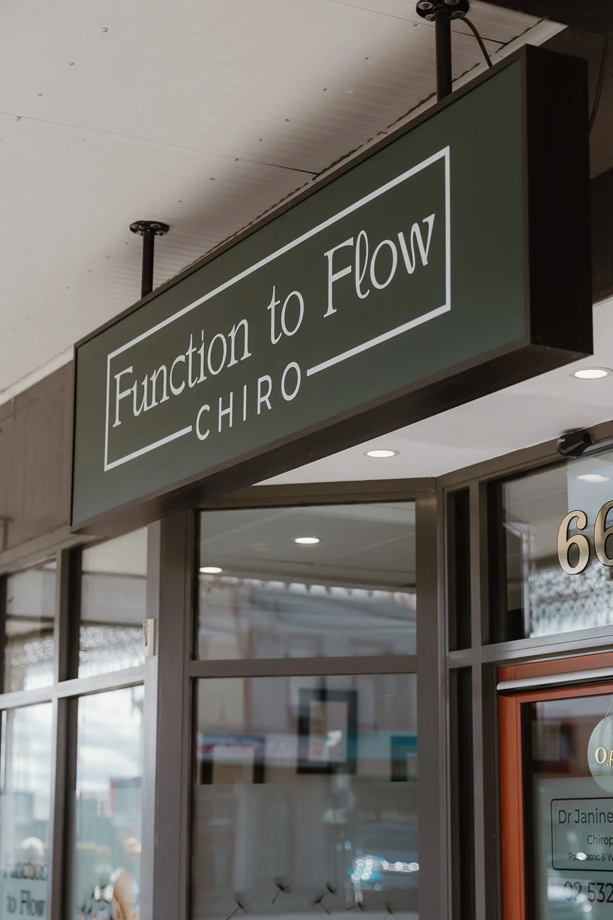 Function to Flow Chiro signage at 66 George Street, Bathurst