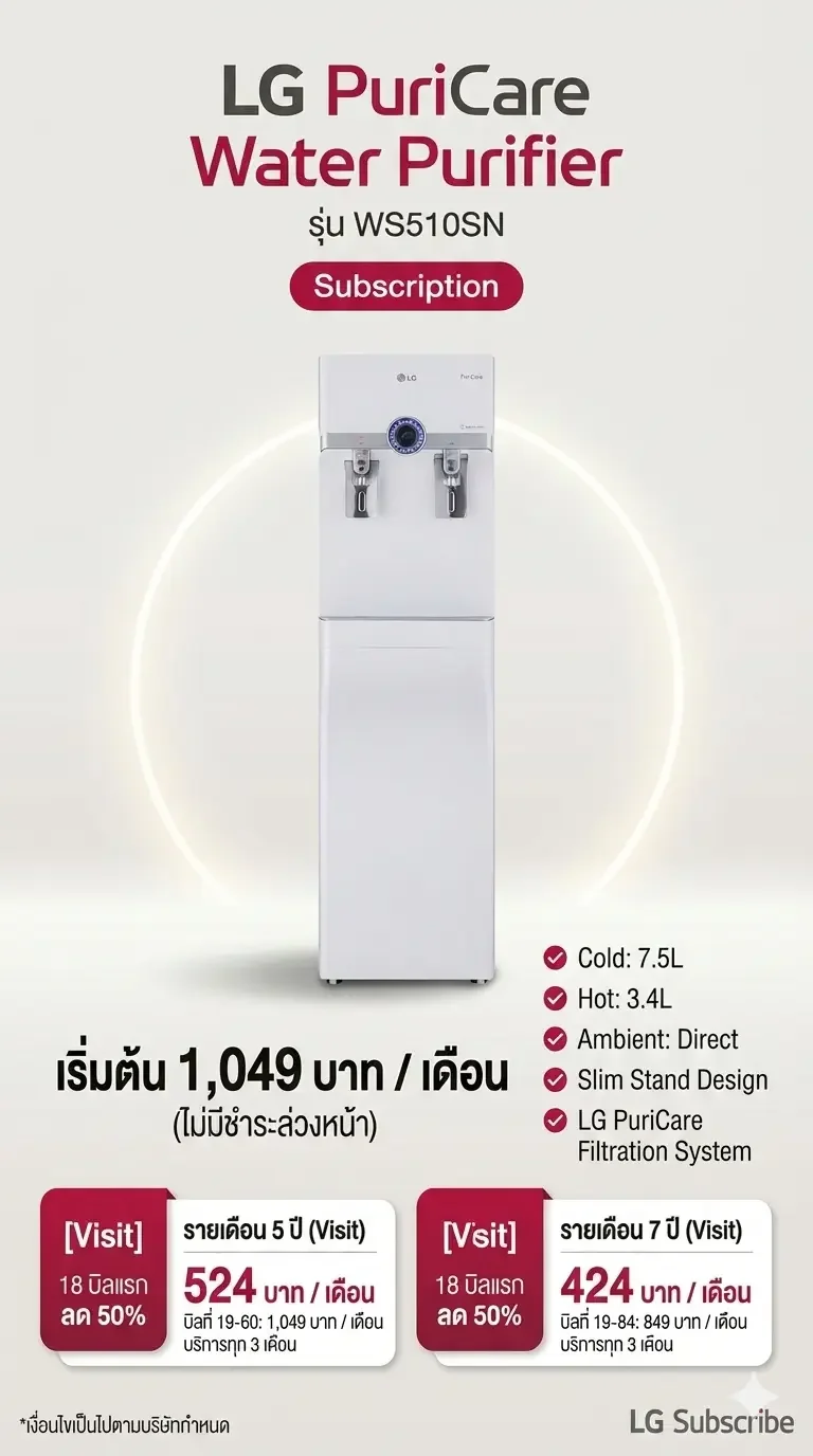 LG PuriCare Water Purifier รุ่น WS510SN (Slim Stand) - LG Subscribe