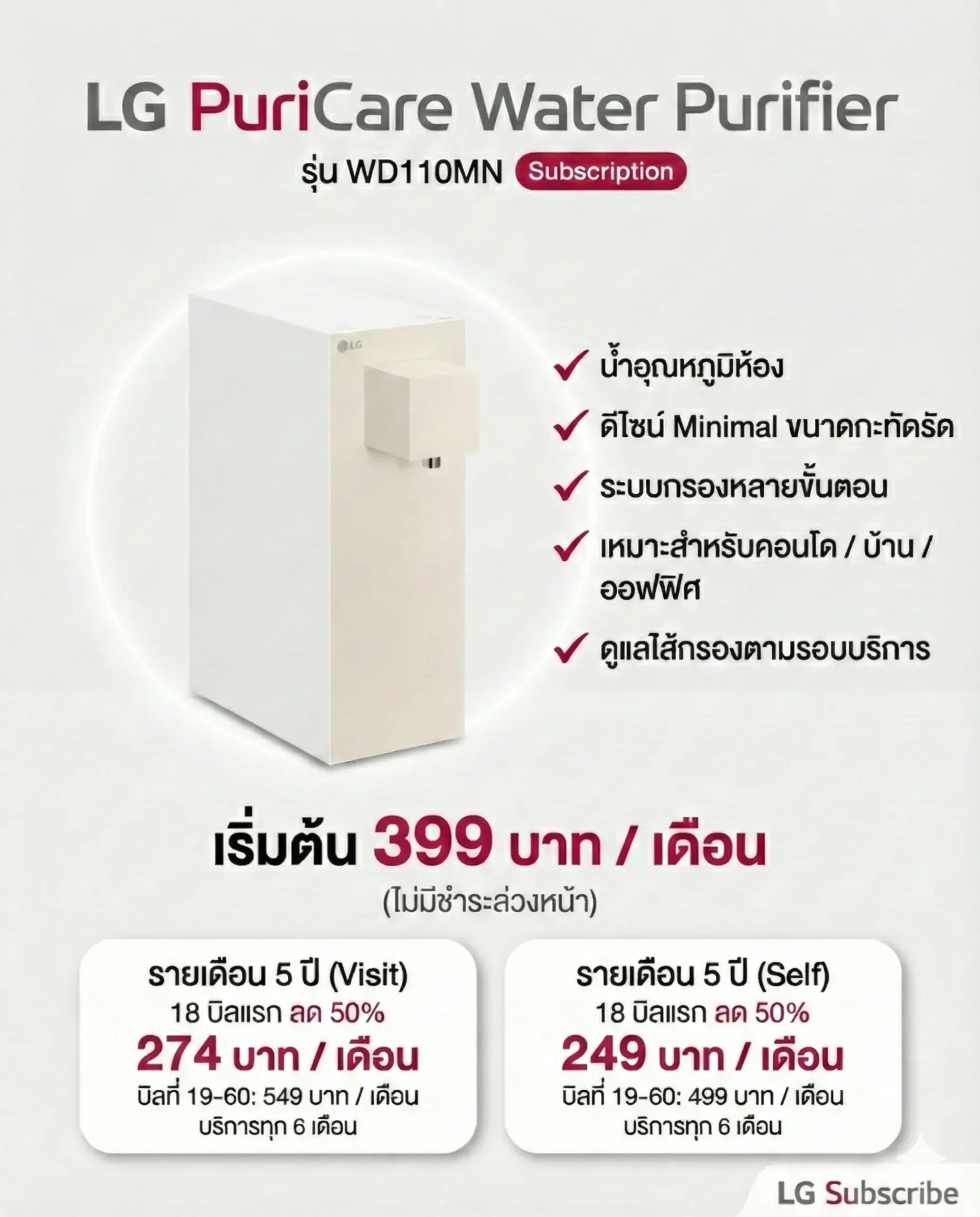 LG PuriCare Water Purifier รุ่น WD110MN (Calming Beige) - LG Subscribe